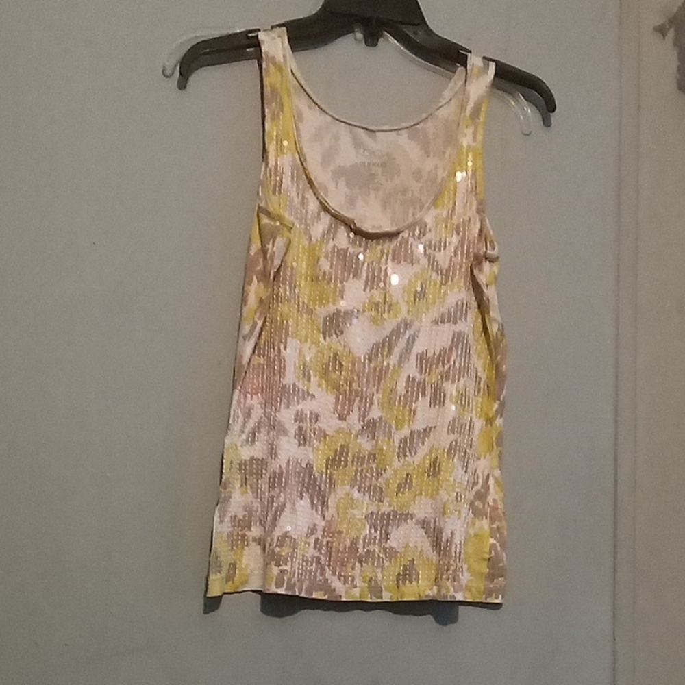 Old Navy Yellow and Gray Sequin Top